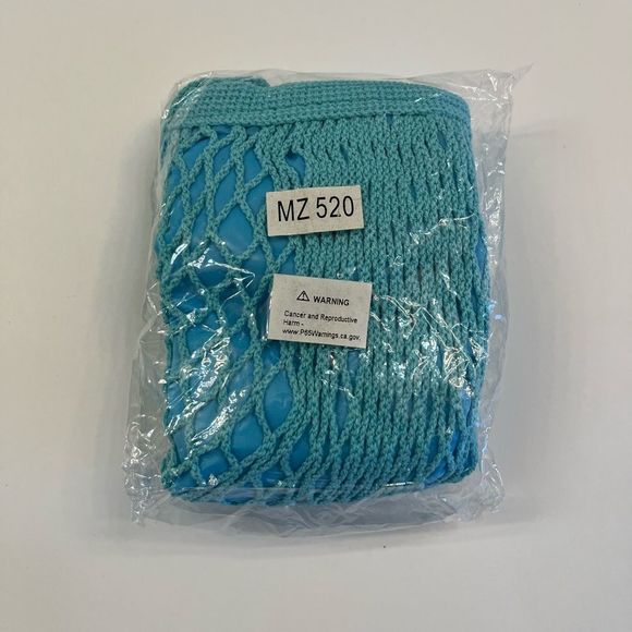 Fishnet Over Nylon Lightweight Tote- Aqua Blue- NWT - Picture 8 of 8